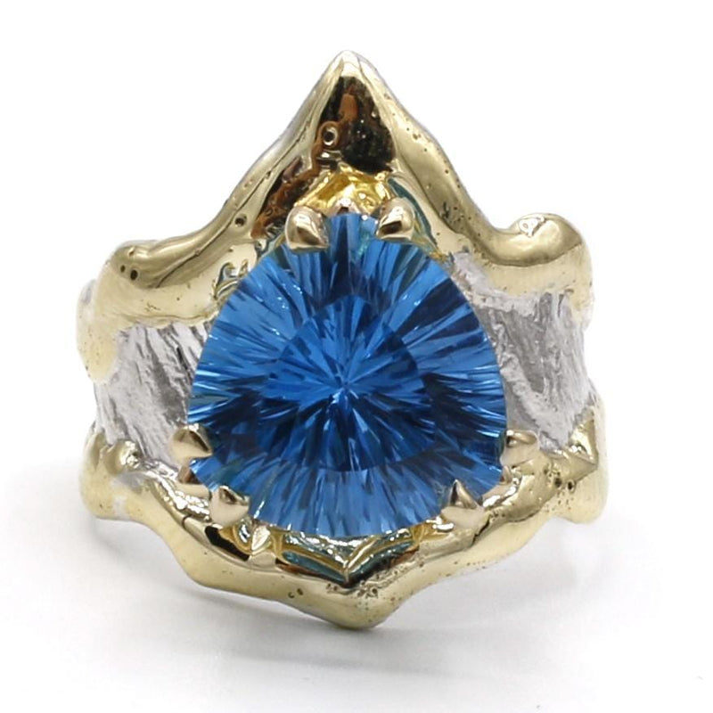 14K Gold & Crystalline Silver Blue Topaz Ring - 40356-Shelli Kahl-Renee Taylor Gallery