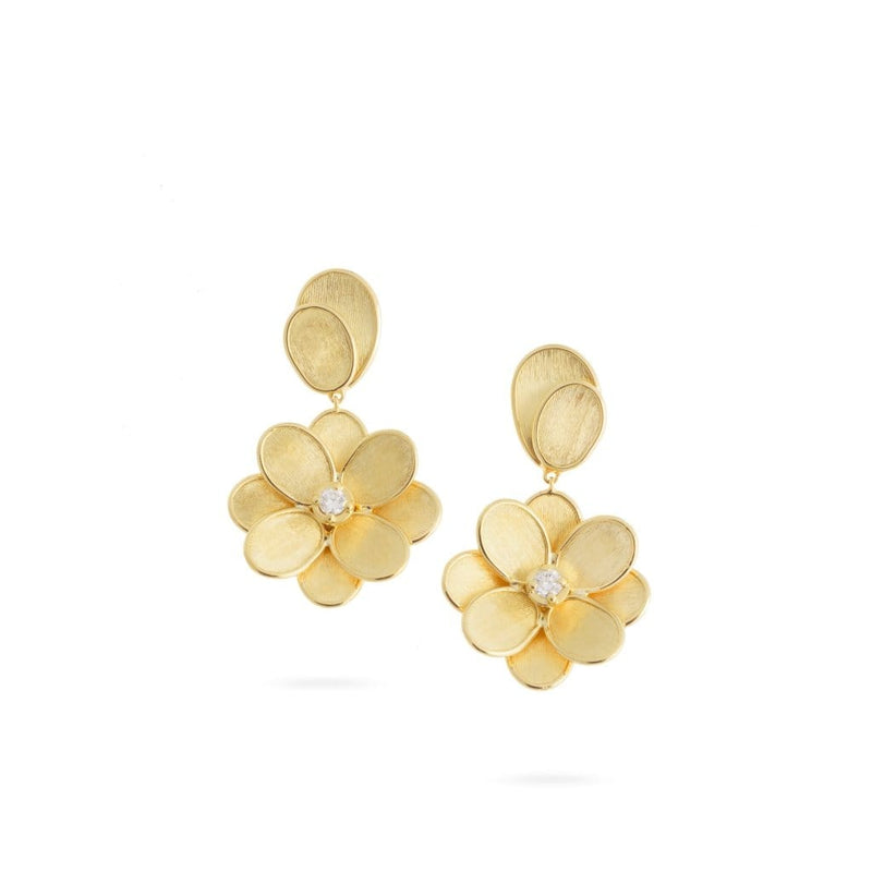 18K Lunaria Petali Diamond Flower Drop Earrings - OB1679-B-Y-Marco Bicego-Renee Taylor Gallery