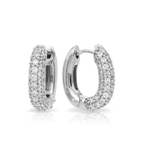 Pave Hoops Silver Earring-Belle Etoile-Renee Taylor Gallery