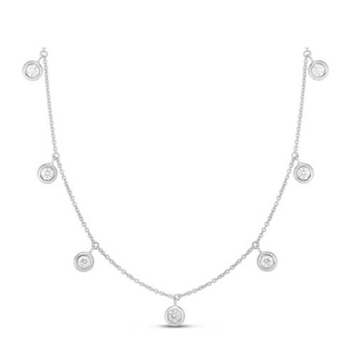 18k White Gold & Diamond Seven Drop Station Necklace - 530011AWCHX0-Roberto Coin-Renee Taylor Gallery