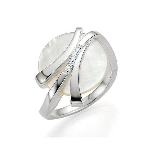 Sterling Silver Mother of Pearl and Brilliant Diamond Ring - 41/82634-Breuning-Renee Taylor Gallery