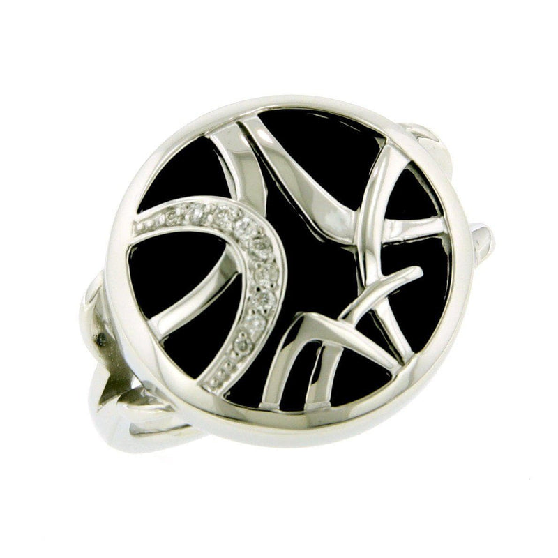 Sterling Silver Onyx Brilliant Diamond Ring - 41/83673-Breuning-Renee Taylor Gallery