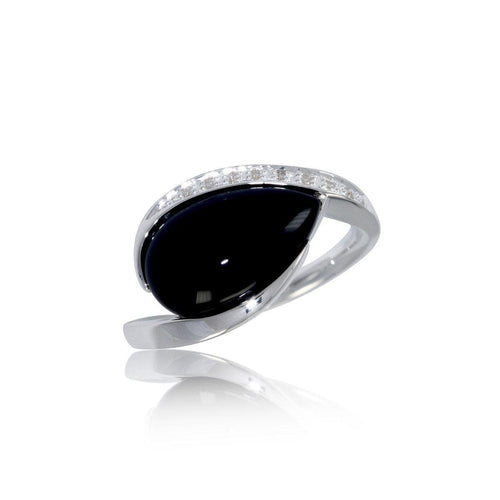 Sterling Silver Onyx Brilliant Diamond Ring - 41/82651-Breuning-Renee Taylor Gallery