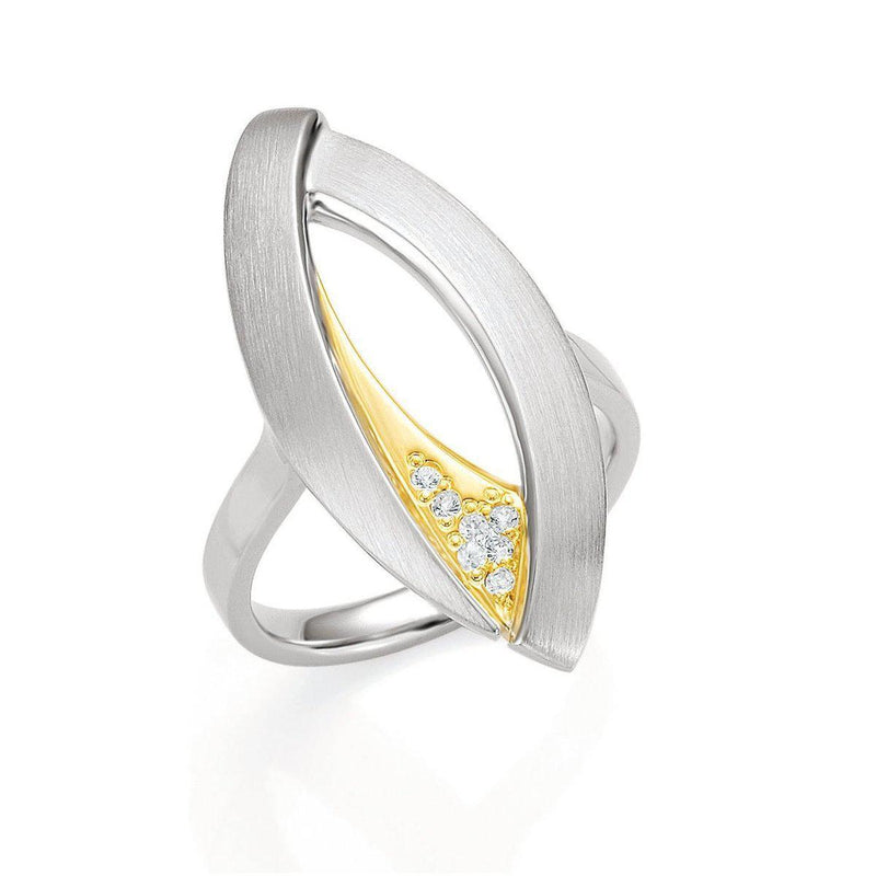 Yellow Gold Plated Sterling Silver White Sapphire Ring - 42/03191-Breuning-Renee Taylor Gallery