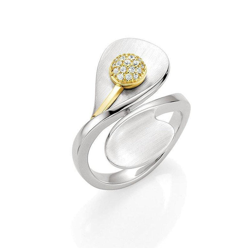 Yellow Gold Plated Sterling Silver White Sapphire Ring - 42/03222-Breuning-Renee Taylor Gallery