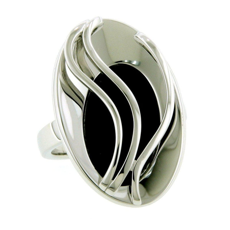 Sterling Silver Onyx Ring - 42/08696-Breuning-Renee Taylor Gallery