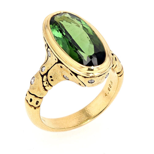 18K "Lake Garda" Green Tourmaline & Diamond Ring - R-205D-Alex Sepkus-Renee Taylor Gallery