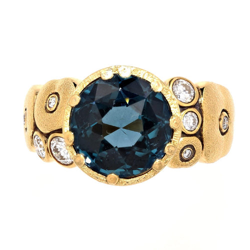 18K "Orchard" Blue Spinel & Diamond Ring - R-129D-Alex Sepkus-Renee Taylor Gallery