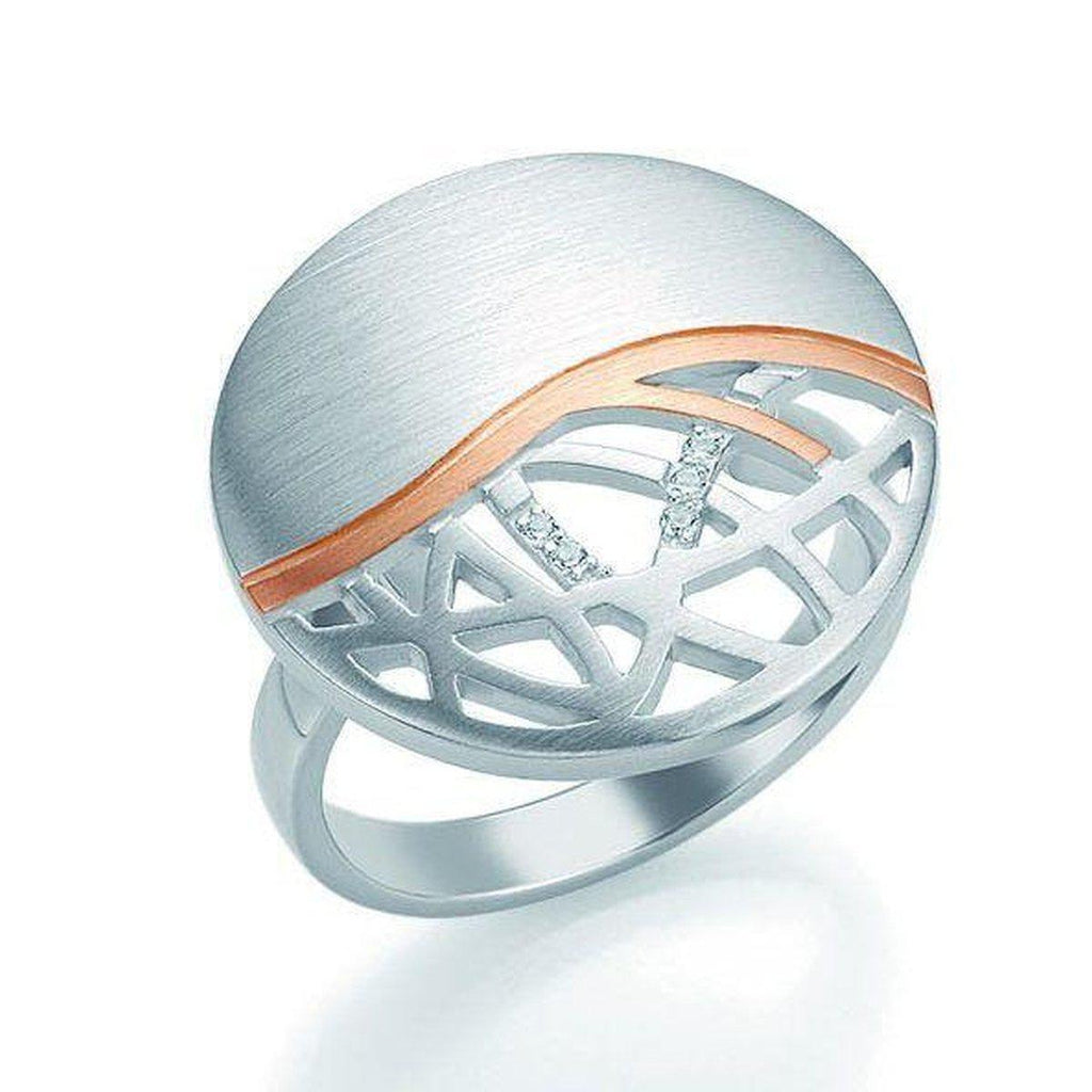 Rose Gold Plated Sterling Silver White Sapphire Ring - 42/03177-Breuning-Renee Taylor Gallery