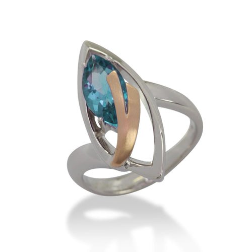 Rose Gold Plated Sterling Silver Blue Topaz Ring - 42/83711-BT-Breuning-Renee Taylor Gallery