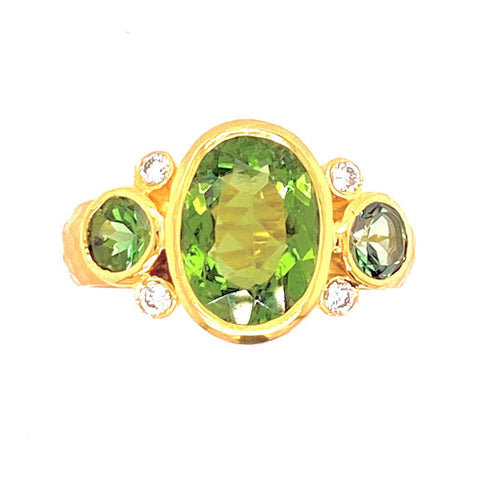 Marika Green TourMline & Dia. 14k Gold Ring - M7719-Marika-Renee Taylor Gallery