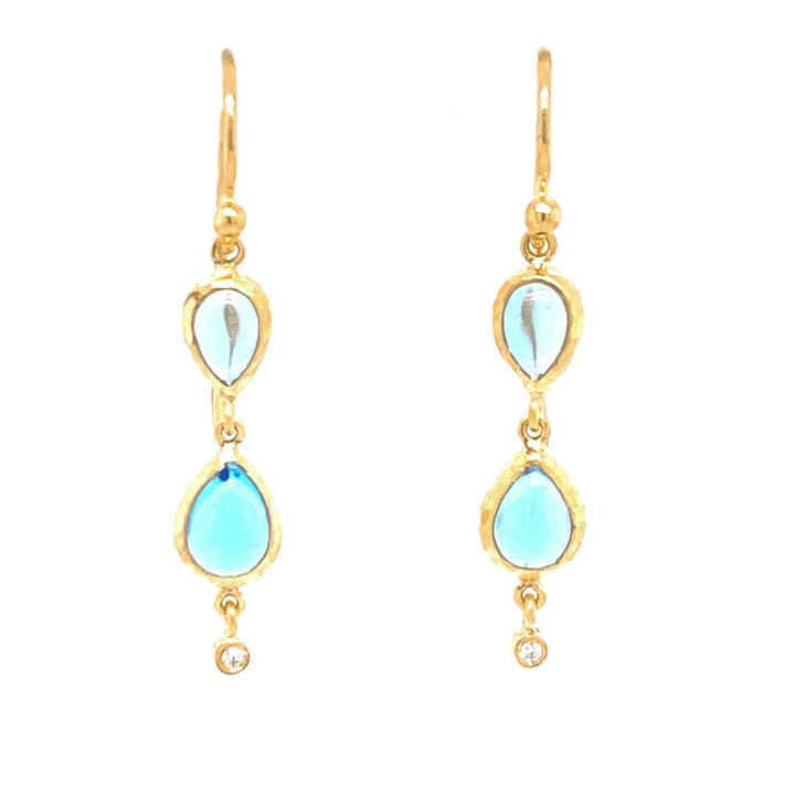14K Gold, Diamond & Blue Topaz Earrings - M8021-Marika-Renee Taylor Gallery