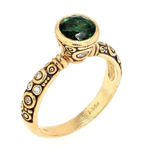 18K Martini Green Tourmaline & Diamond Ring - R-128YY7.3-Alex Sepkus-Renee Taylor Gallery