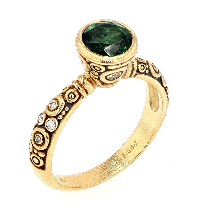 18K Martini Green Tourmaline & Diamond Ring - R-128YY7.3-Alex Sepkus-Renee Taylor Gallery