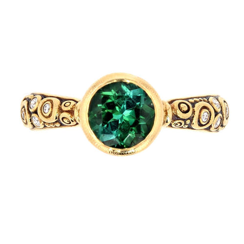 18K Martini Green Tourmaline & Diamond Ring - R-128YY7.3-Alex Sepkus-Renee Taylor Gallery