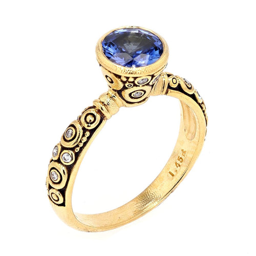 18K Martini Blue Sapphire & Diamond Ring - R-128YY7.3-Alex Sepkus-Renee Taylor Gallery