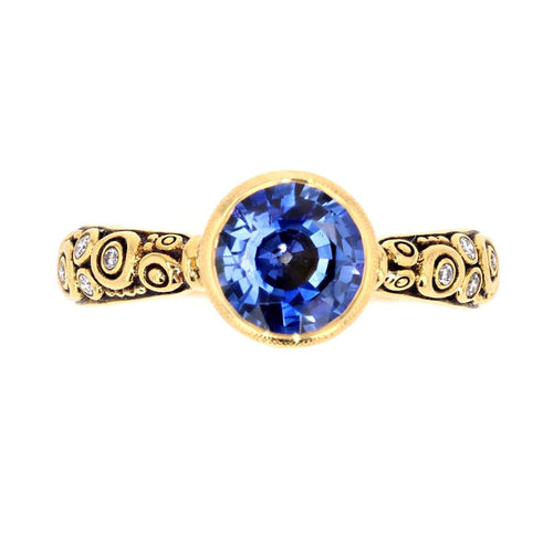18K Martini Blue Sapphire & Diamond Ring - R-128YY7.3-Alex Sepkus-Renee Taylor Gallery
