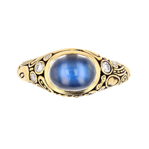 18K Moonstone & Diamond Ring - R-54-Alex Sepkus-Renee Taylor Gallery
