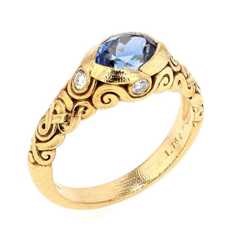 18K "Ribbon" Blue Sapphire Ring - R-28-Alex Sepkus-Renee Taylor Gallery