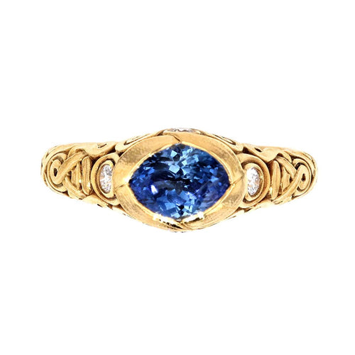 18K "Ribbon" Blue Sapphire Ring - R-28-Alex Sepkus-Renee Taylor Gallery