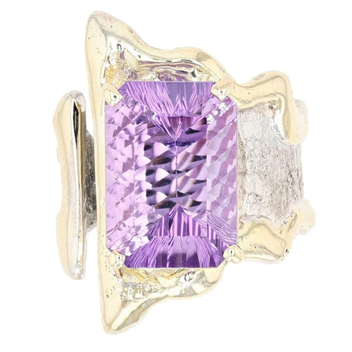 14K Gold & Crystalline Silver Amethyst Ring - 47900-Shelli Kahl-Renee Taylor Gallery