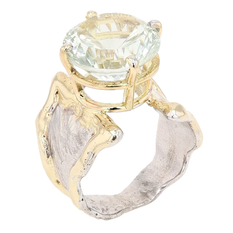 14K Gold & Crystalline Silver Prasiolite Ring - 47907-Shelli Kahl-Renee Taylor Gallery