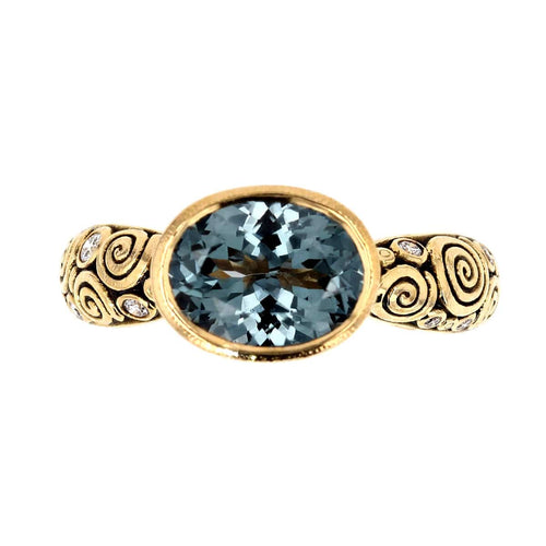 18K "Spiral" Grey Spinel & Diamond Ring - R-131-Alex Sepkus-Renee Taylor Gallery