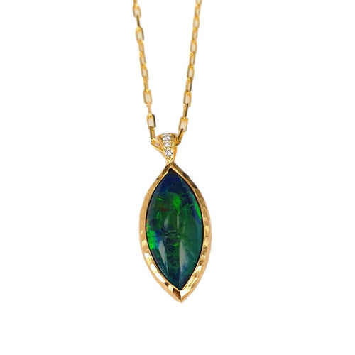 Marika Diamond, Blue Opal & 14k Gold Necklace - M8596-Marika-Renee Taylor Gallery