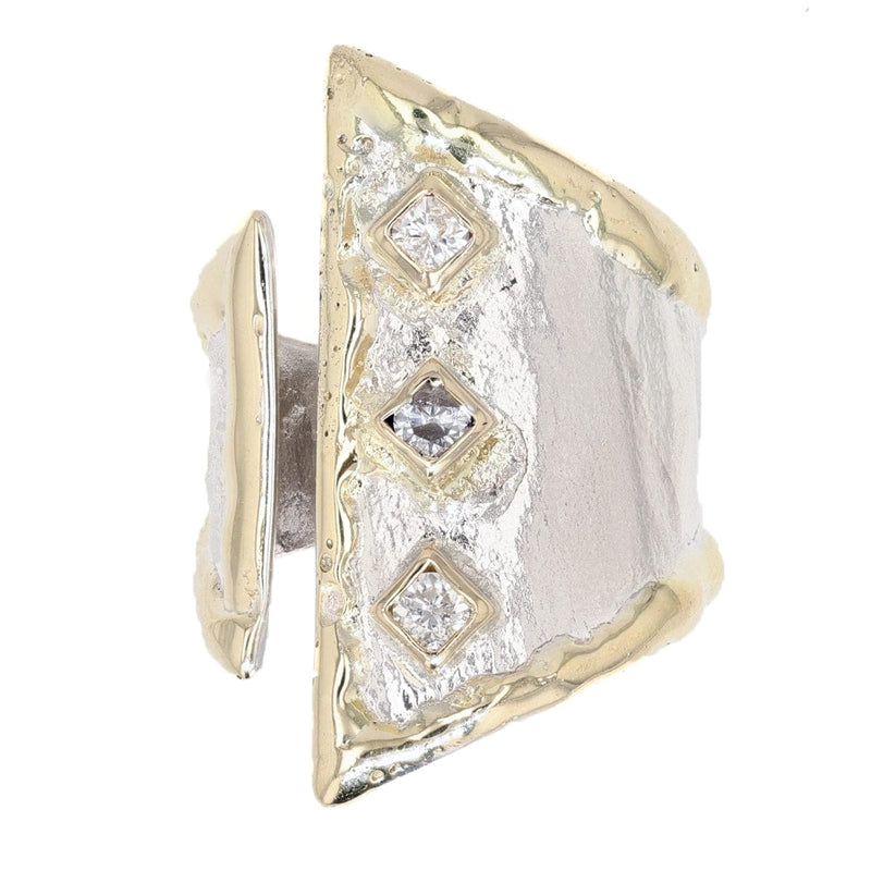 14K Gold & Crystalline Silver Diamond Ring - 50285-Shelli Kahl-Renee Taylor Gallery