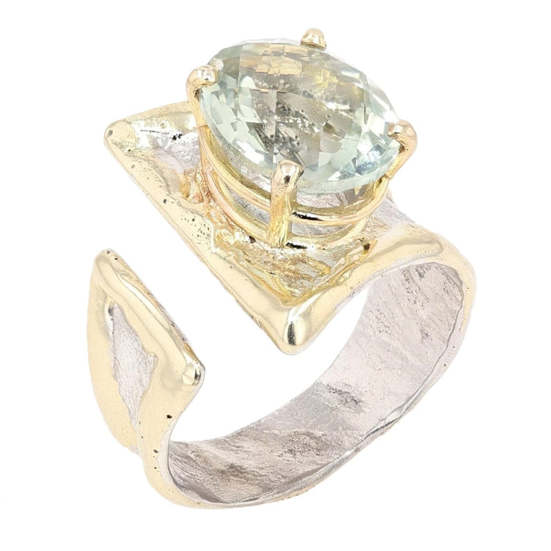 14K Gold & Crystalline Silver Prasiolite Ring - 50291-Shelli Kahl-Renee Taylor Gallery