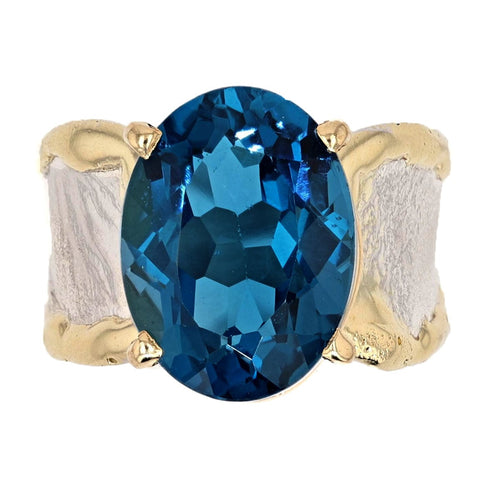 14K Gold & Crystalline Silver London Blue Topaz Ring - 50314-Shelli Kahl-Renee Taylor Gallery