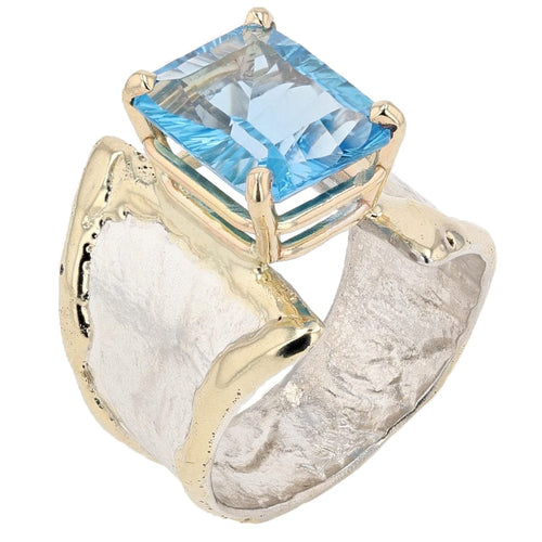 14K Gold & Crystalline Silver Sky Blue Topaz Ring - 50325-Shelli Kahl-Renee Taylor Gallery