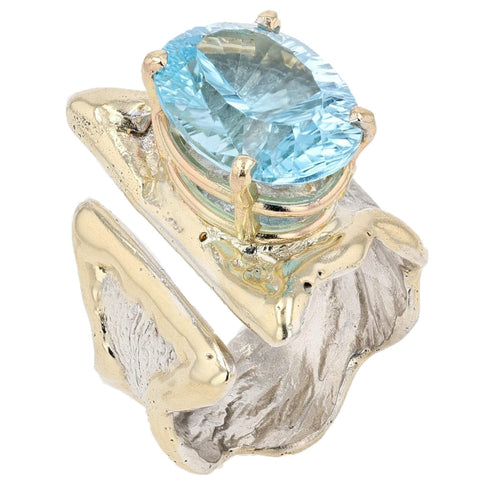 14K Gold & Crystalline Silver Sky Blue Topaz Ring - 50326-Shelli Kahl-Renee Taylor Gallery