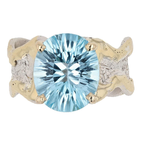 14K Gold & Crystalline Silver Sky Blue Topaz Ring - 50327-Shelli Kahl-Renee Taylor Gallery