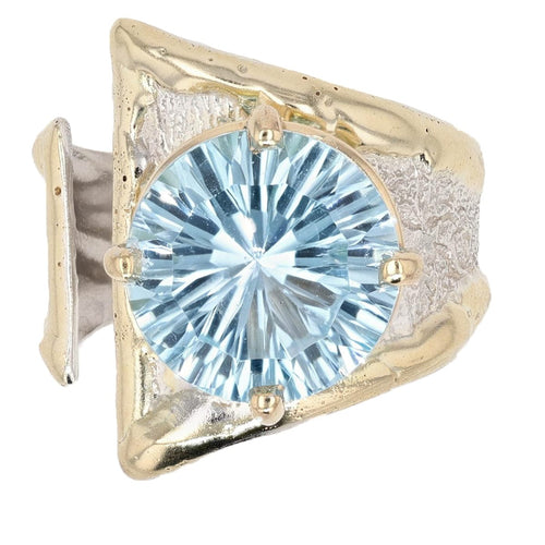 14K Gold & Crystalline Silver Sky Blue Topaz Ring - 50329-Shelli Kahl-Renee Taylor Gallery