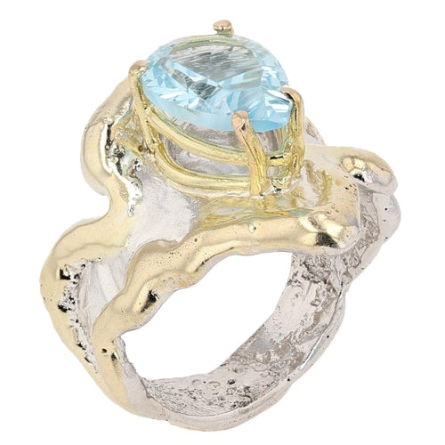 14K Gold & Crystalline Silver Sky Blue Topaz Ring - 50330-Shelli Kahl-Renee Taylor Gallery