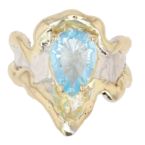 14K Gold & Crystalline Silver Sky Blue Topaz Ring - 50330-Shelli Kahl-Renee Taylor Gallery