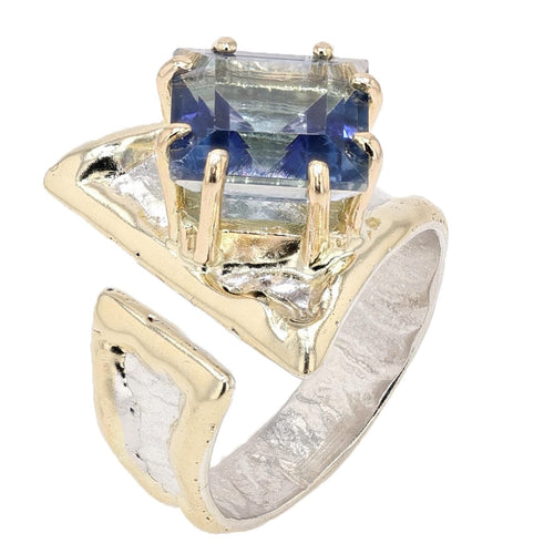 14K Gold & Crystalline Silver English Blue Topaz Ring - 50334-Shelli Kahl-Renee Taylor Gallery