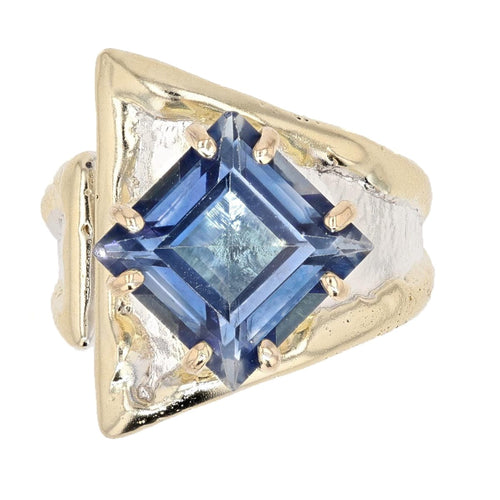14K Gold & Crystalline Silver English Blue Topaz Ring - 50334-Shelli Kahl-Renee Taylor Gallery