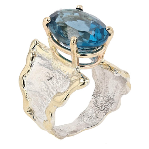 14K Gold & Crystalline Silver London Blue Topaz Ring - 51807-Shelli Kahl-Renee Taylor Gallery