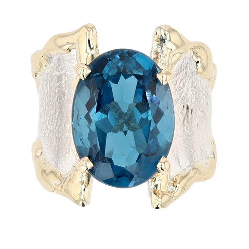14K Gold & Crystalline Silver London Blue Topaz Ring - 51807-Shelli Kahl-Renee Taylor Gallery