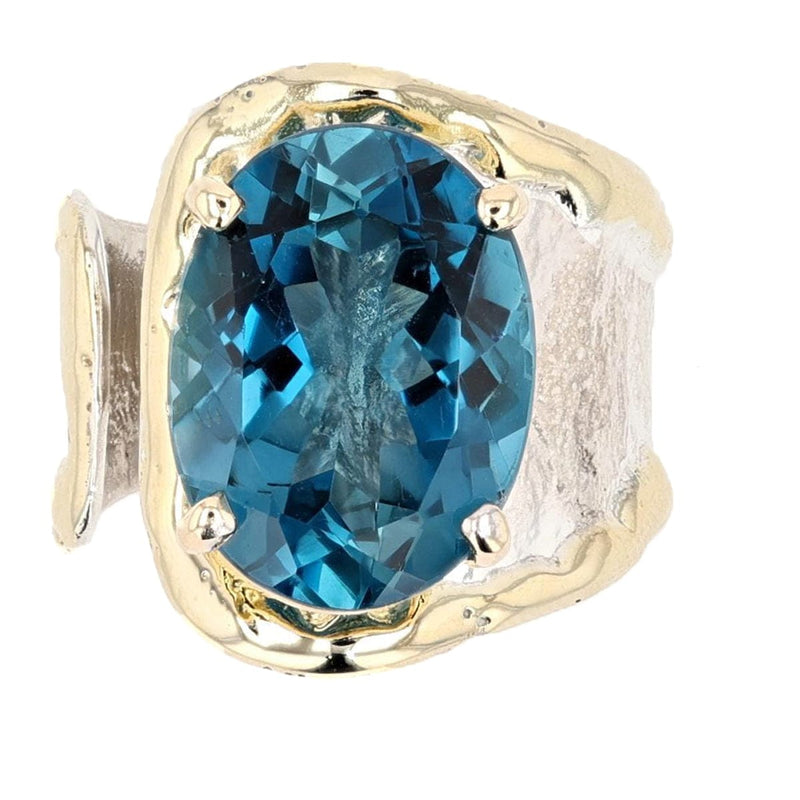 14K Gold & Crystalline Silver London Blue Topaz Ring - 51808-Shelli Kahl-Renee Taylor Gallery