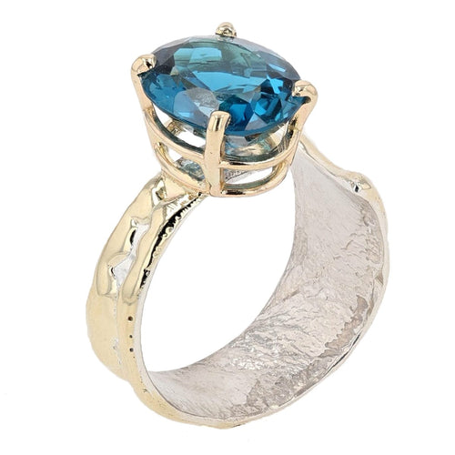 14K Gold & Crystalline Silver London Blue Topaz Ring - 51809-Shelli Kahl-Renee Taylor Gallery