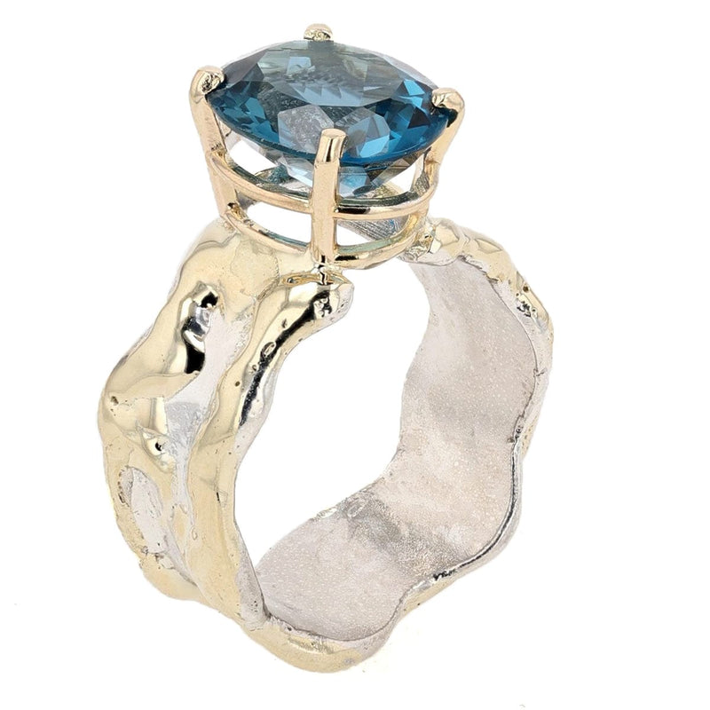 14K Gold & Crystalline Silver London Blue Topaz Ring - 51810-Shelli Kahl-Renee Taylor Gallery