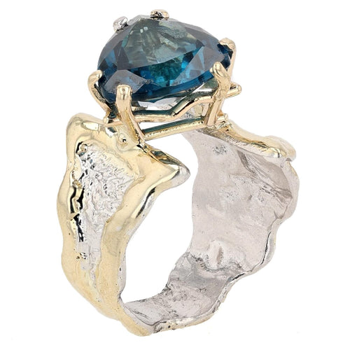 14K Gold & Crystalline Silver London Blue Topaz Ring - 51811-Shelli Kahl-Renee Taylor Gallery