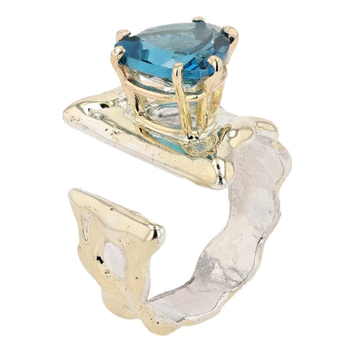 14K Gold & Crystalline Silver London Blue Topaz Ring - 51813-Shelli Kahl-Renee Taylor Gallery