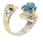 14K Gold & Crystalline Silver London Blue Topaz & Diamond Ring - 51814-Shelli Kahl-Renee Taylor Gallery