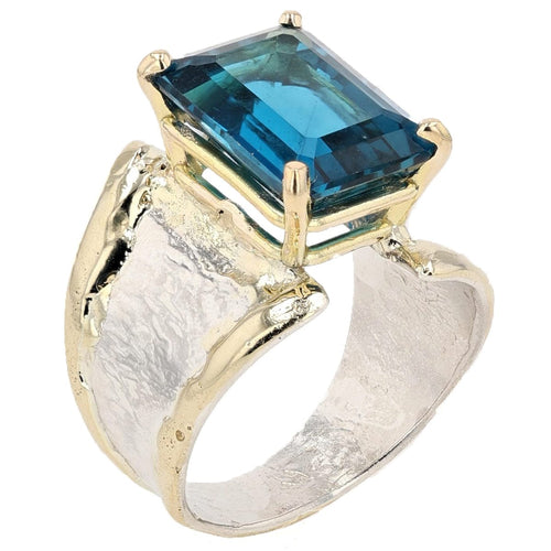 14K Gold & Crystalline Silver London Blue Topaz Ring - 51816-Shelli Kahl-Renee Taylor Gallery
