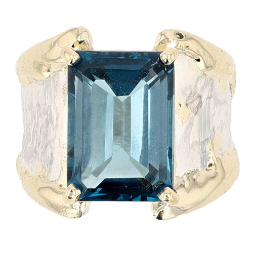 14K Gold & Crystalline Silver London Blue Topaz Ring - 51816-Shelli Kahl-Renee Taylor Gallery