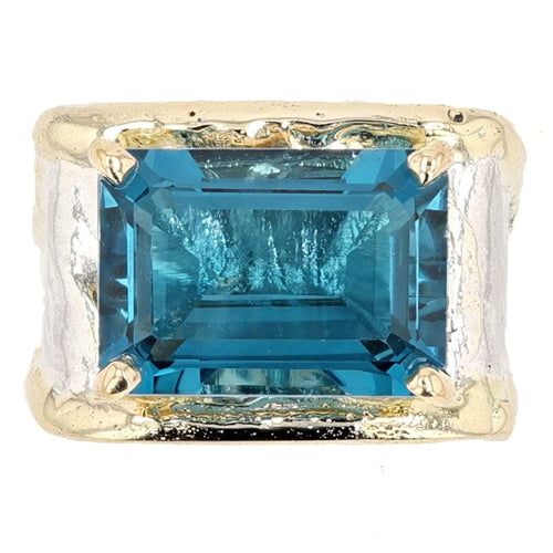 14K Gold & Crystalline Silver London Blue Topaz Ring - 51818-Shelli Kahl-Renee Taylor Gallery